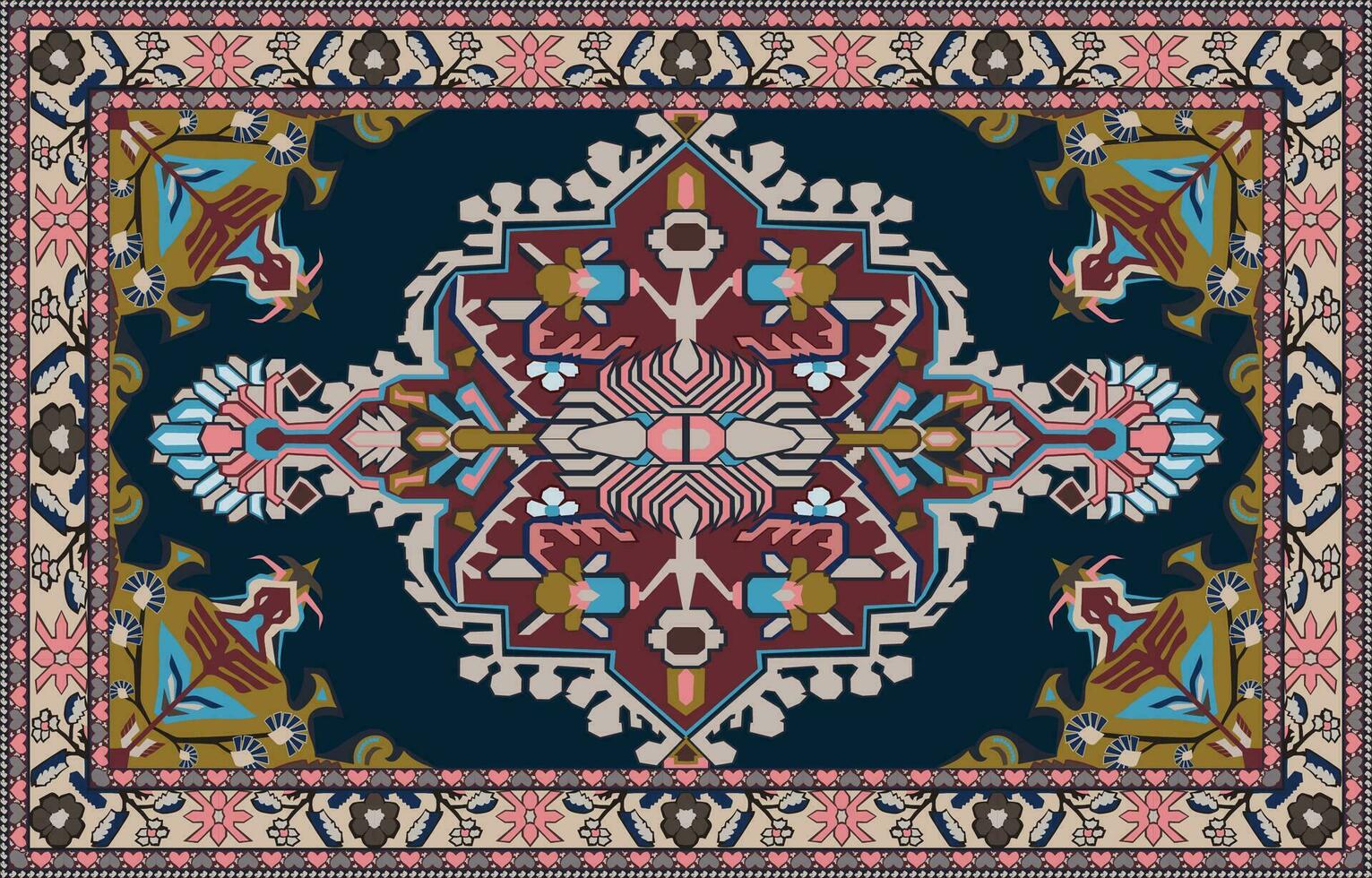 coloré ornemental vecteur conception pour tapis, tapis, yoga tapis. géométrique ethnique clipart. arabe ornemental tapis avec décoratif éléments.persan tapis