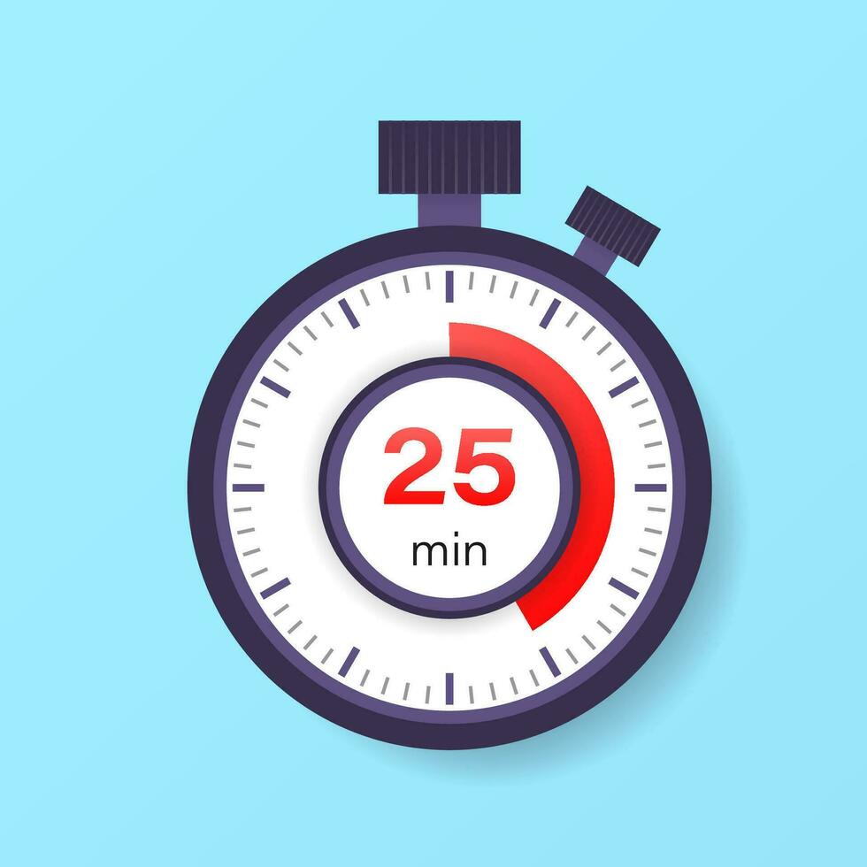 le 25 minutes minuteur. chronomètre icône dans plat style. vecteur