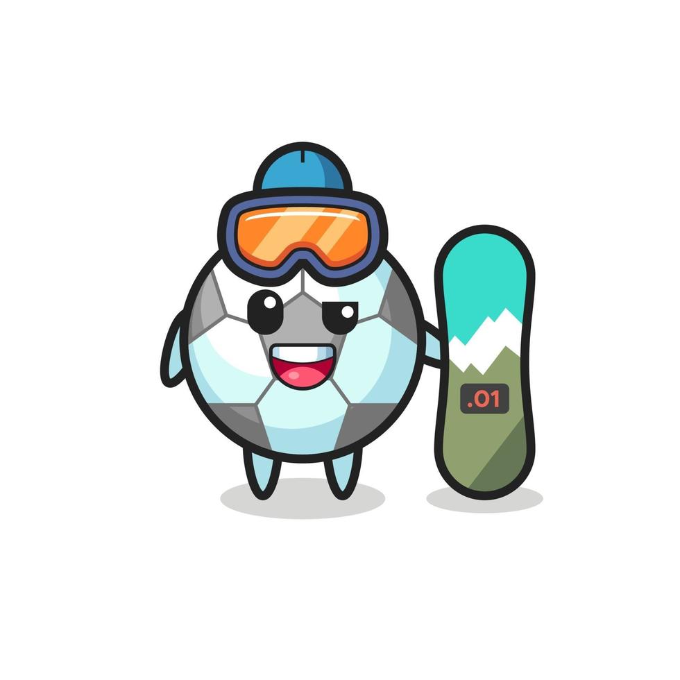 illustration du personnage de football avec style snowboard vecteur