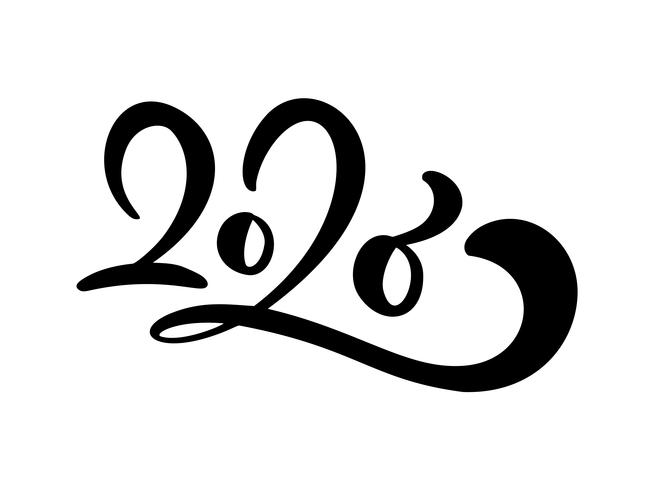 texte numéro noir 2020. Calligraphie de lettrage de vecteur dessiné à la main