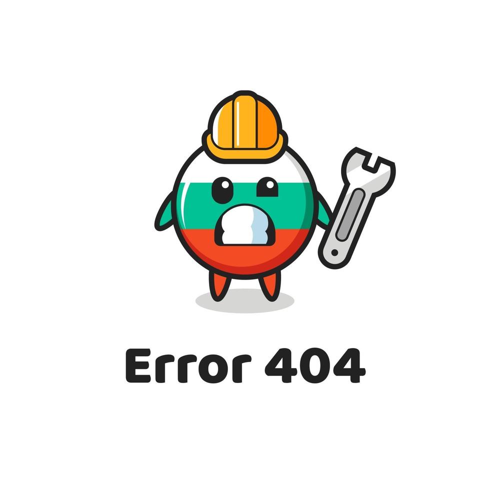 erreur 404 avec la mascotte mignonne d'insigne de drapeau de la bulgarie vecteur