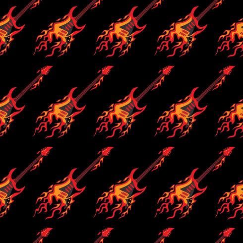 Flying Burning Guitars Seamless Pattern Background Illustration vectorielle vecteur