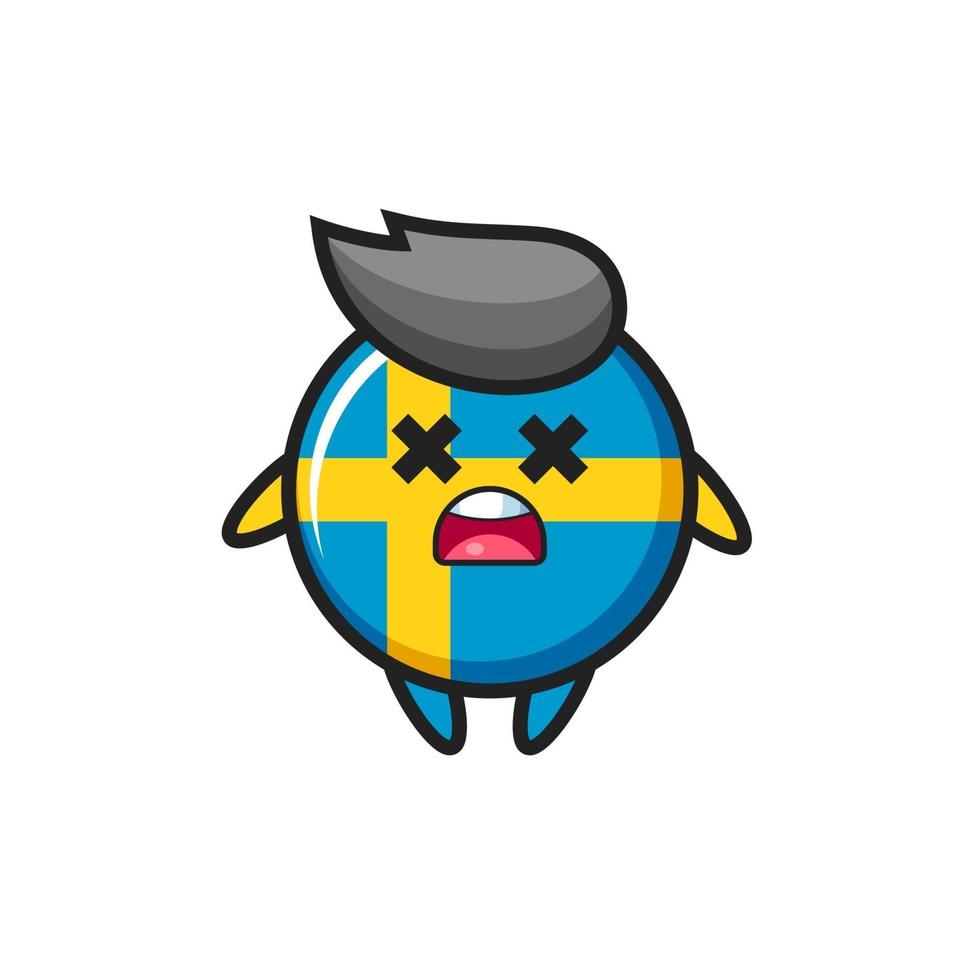 Le personnage de mascotte d'insigne de drapeau de la Suède mort vecteur
