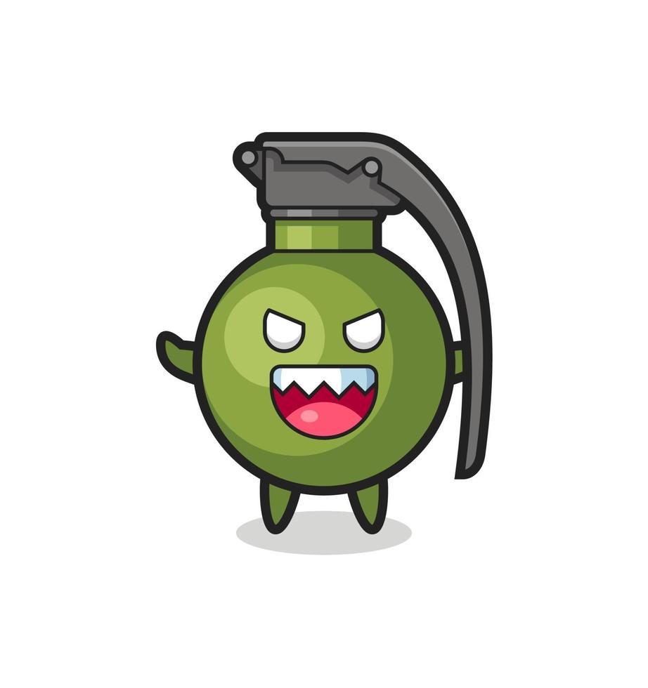 illustration du personnage de mascotte de grenade maléfique vecteur