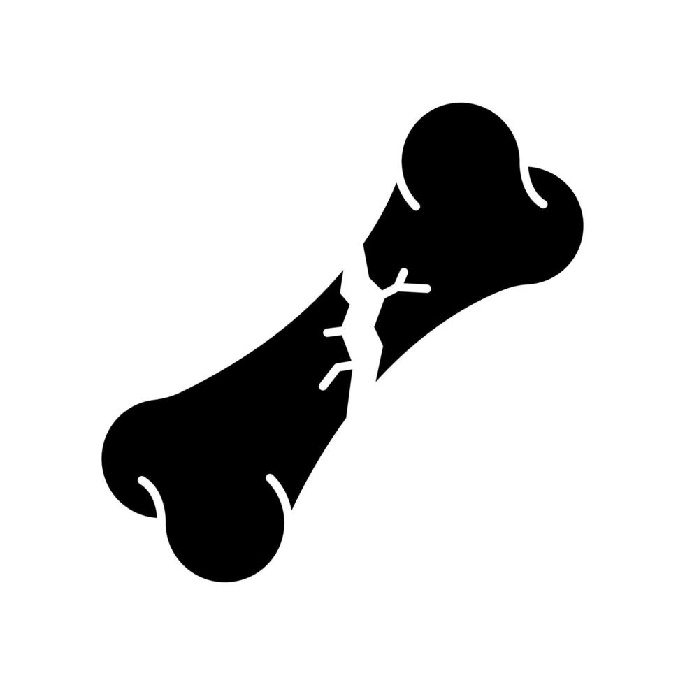 icône de glyphe noir de fracture osseuse vecteur
