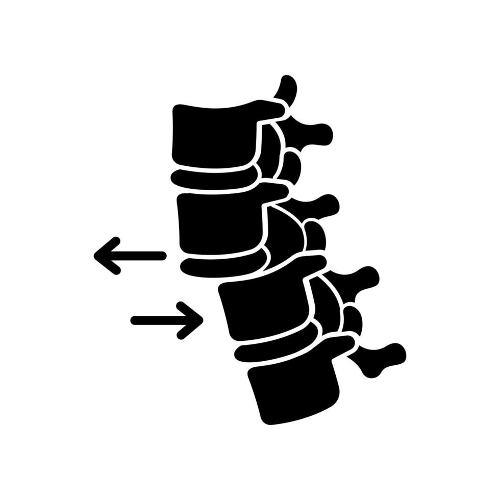 icône de glyphe noir de luxation de la colonne vertébrale vecteur