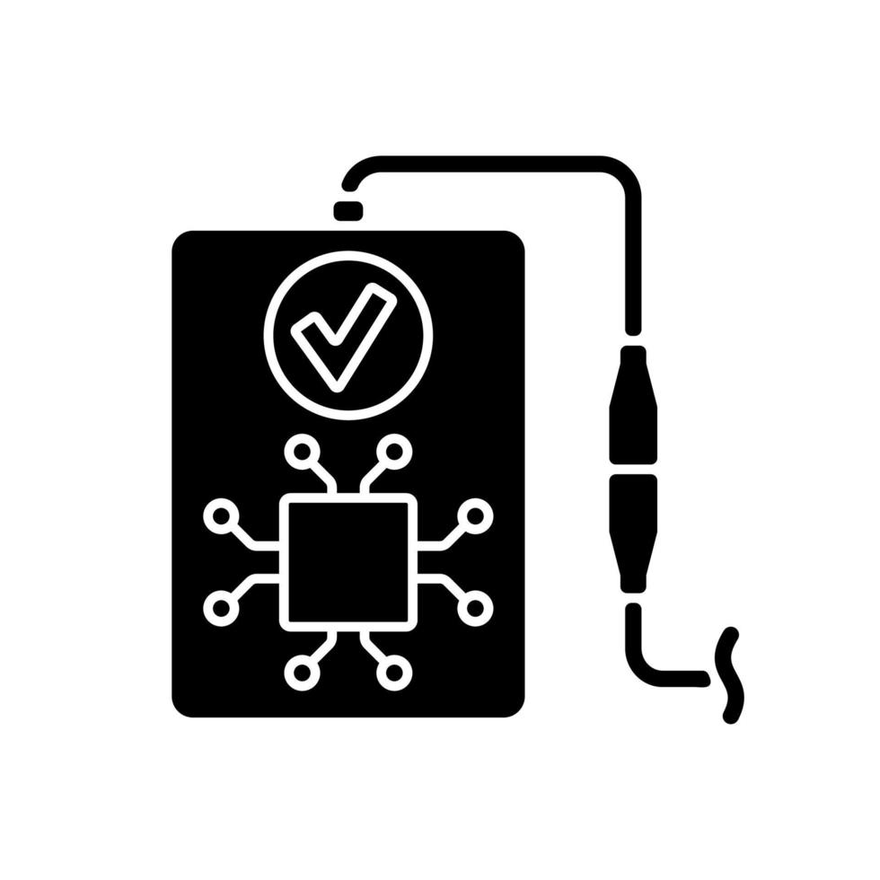 icône d'étiquette manuelle de glyphe noir de reconnaissance intelligente vecteur