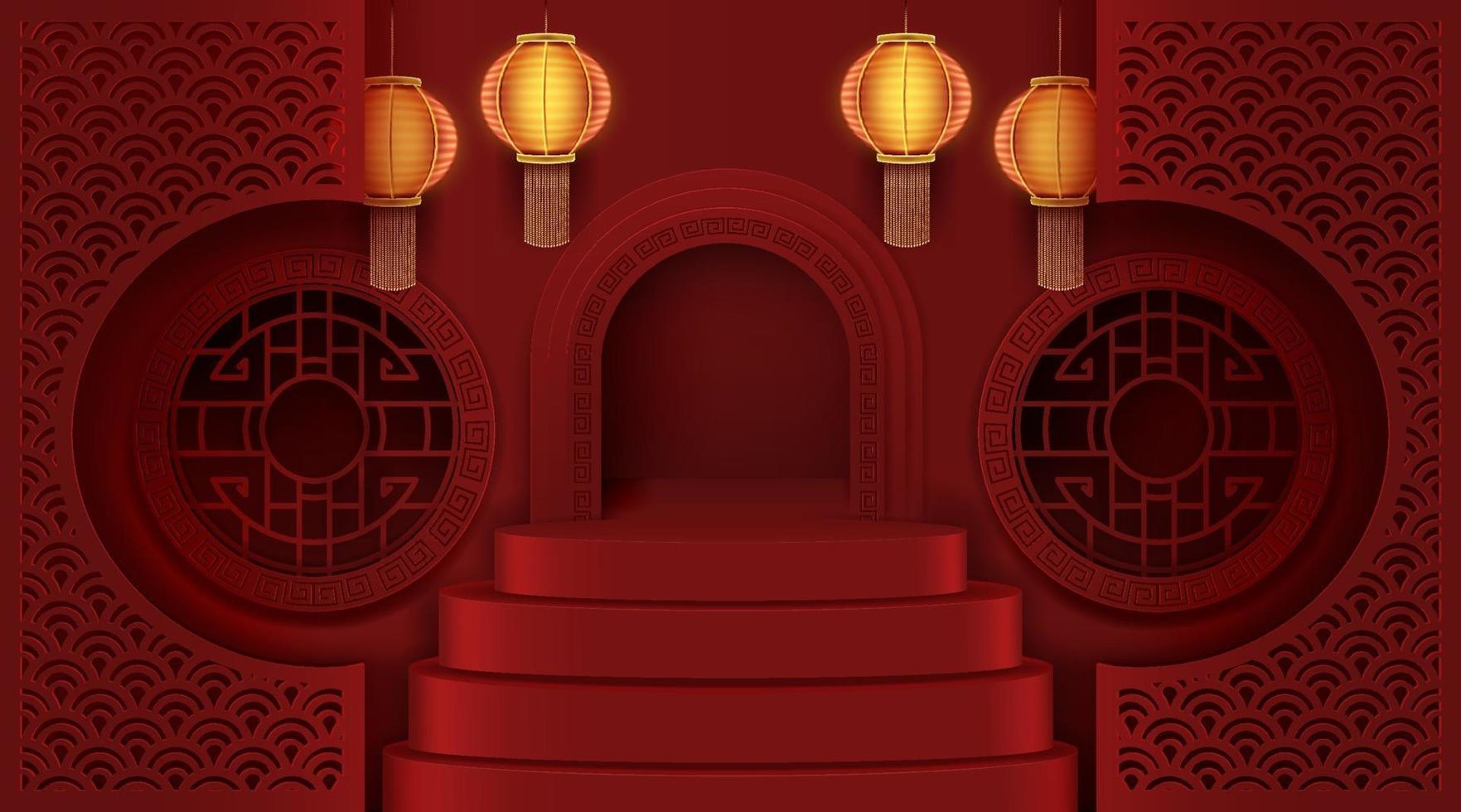 podium style chinois, pour le nouvel an chinois et les festivals. vecteur