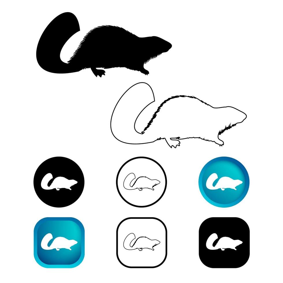 jeu d'icônes abstrait animal mammifère castor vecteur