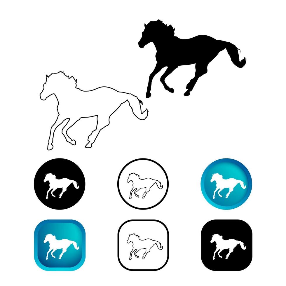 jeu d'icônes animal cheval abstrait vecteur