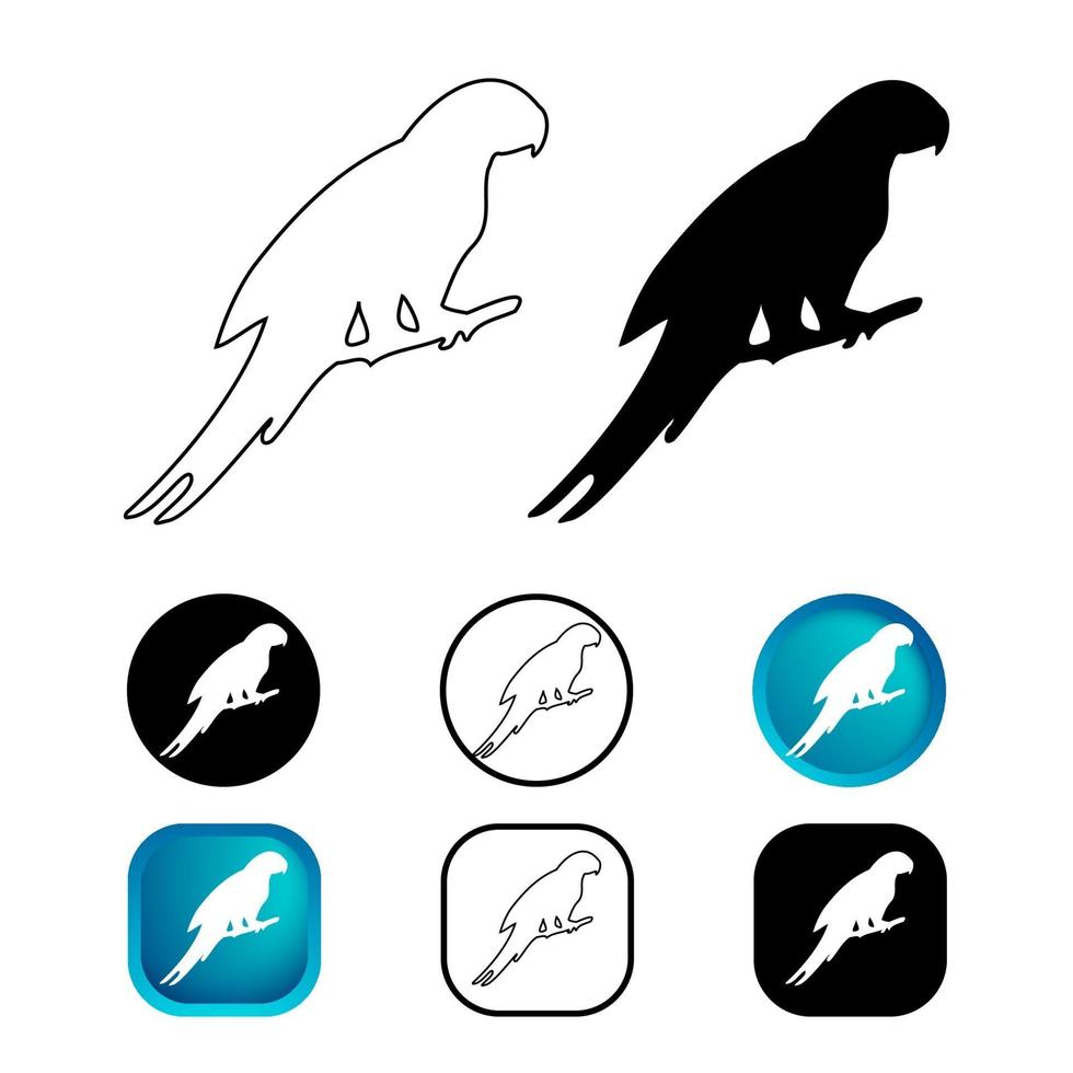 jeu d'icônes d'oiseau perroquet abstrait vecteur