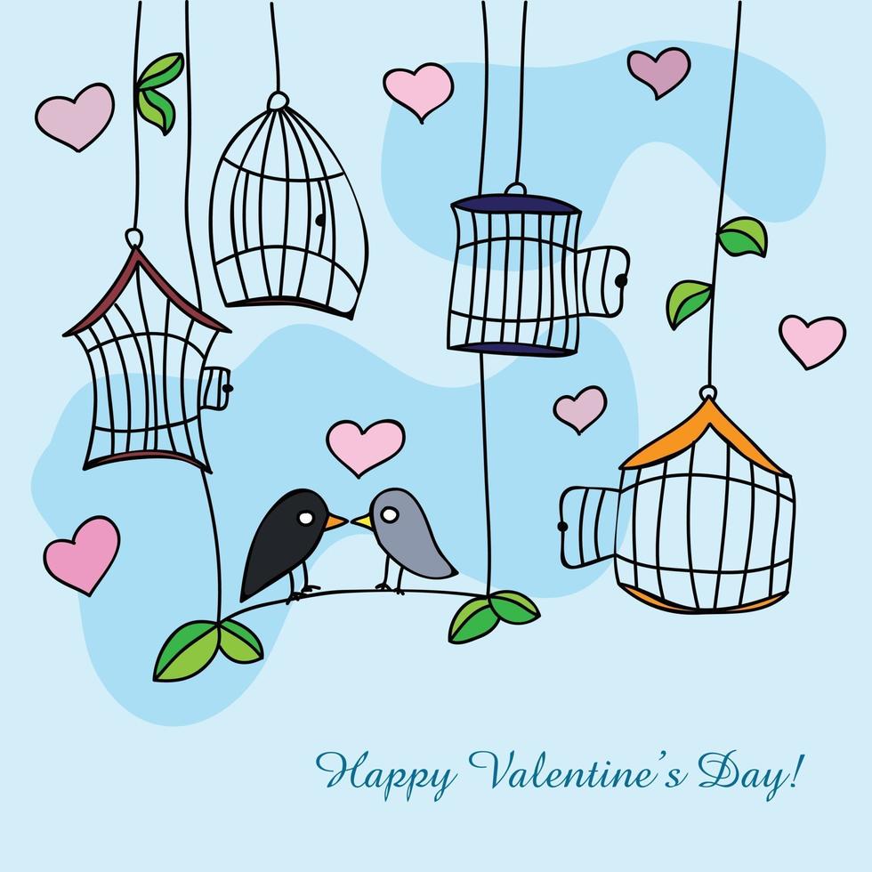 st. carte de voeux de la Saint-Valentin avec des oiseaux - illustration vectorielle vecteur