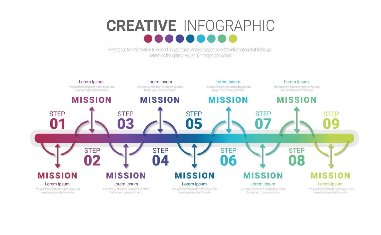 conception infographique vectorielle avec 9 options ou étapes. vecteur