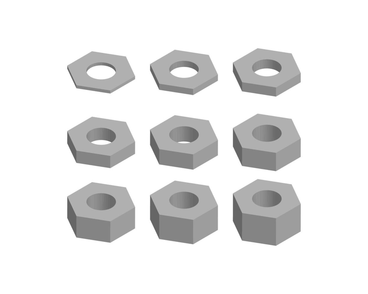 icône de trait de contour de ligne plate minimale isométrique d'écrou vecteur