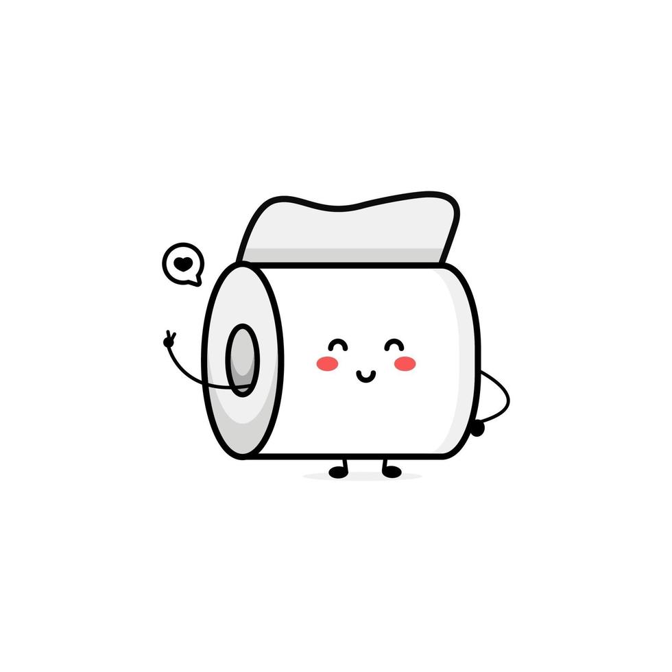 illustration de personnage de papier toilette mignon logo enfants jouent modèle de jouets vecteur