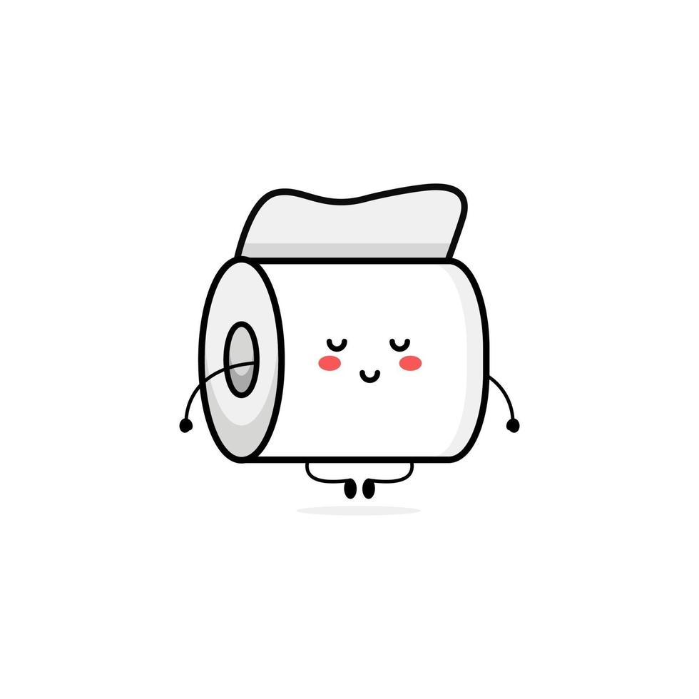 illustration de personnage de papier toilette mignon logo enfants jouent modèle de jouets vecteur