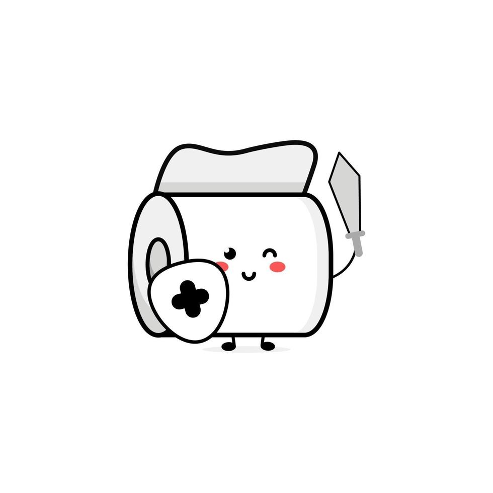 illustration de personnage de papier toilette mignon logo enfants jouent modèle de jouets vecteur