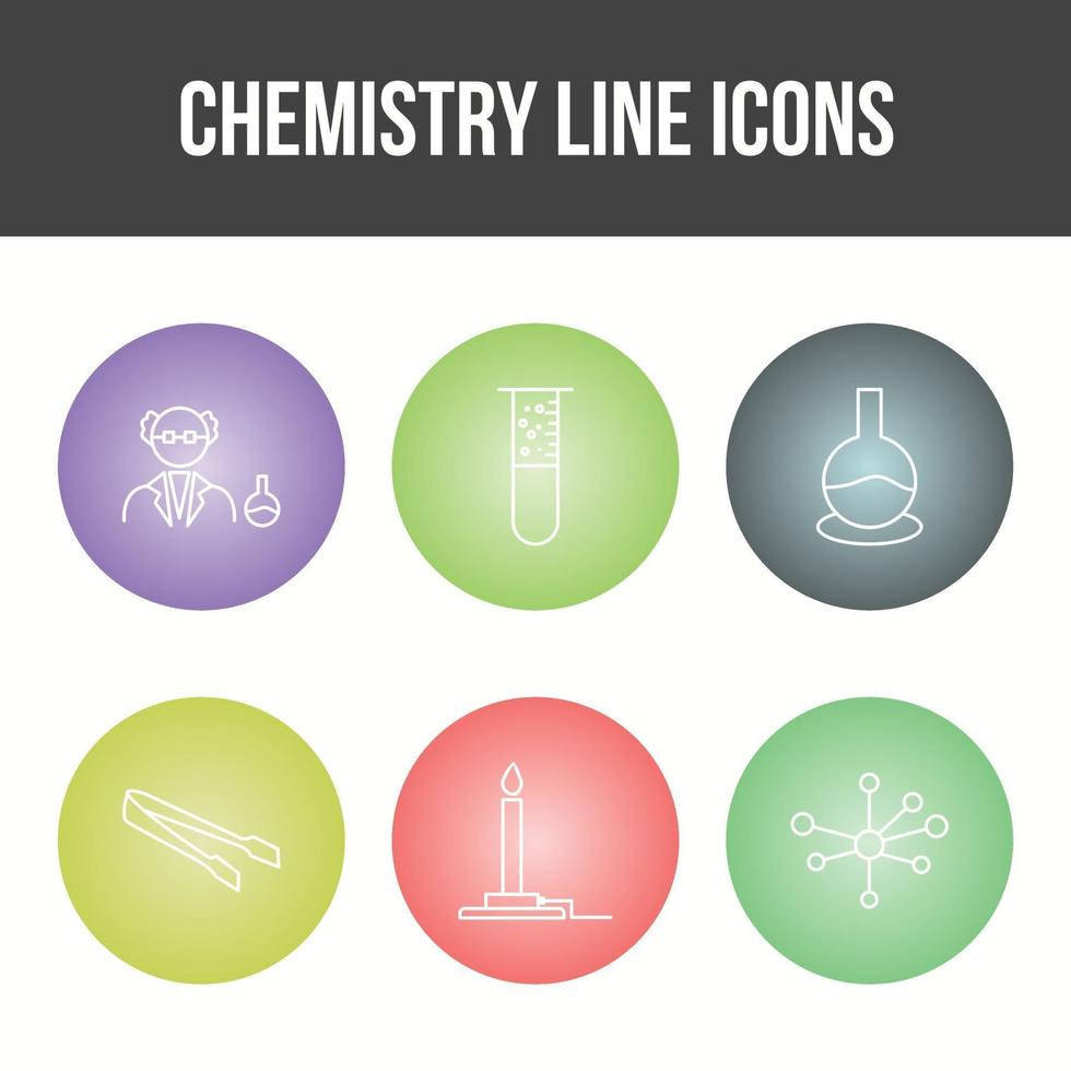 jeu d'icônes de vecteur de ligne de chimie unique