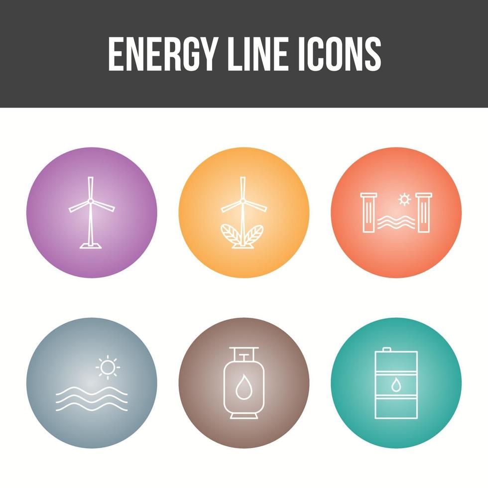 beau jeu d'icônes vectorielles d'énergie unique vecteur