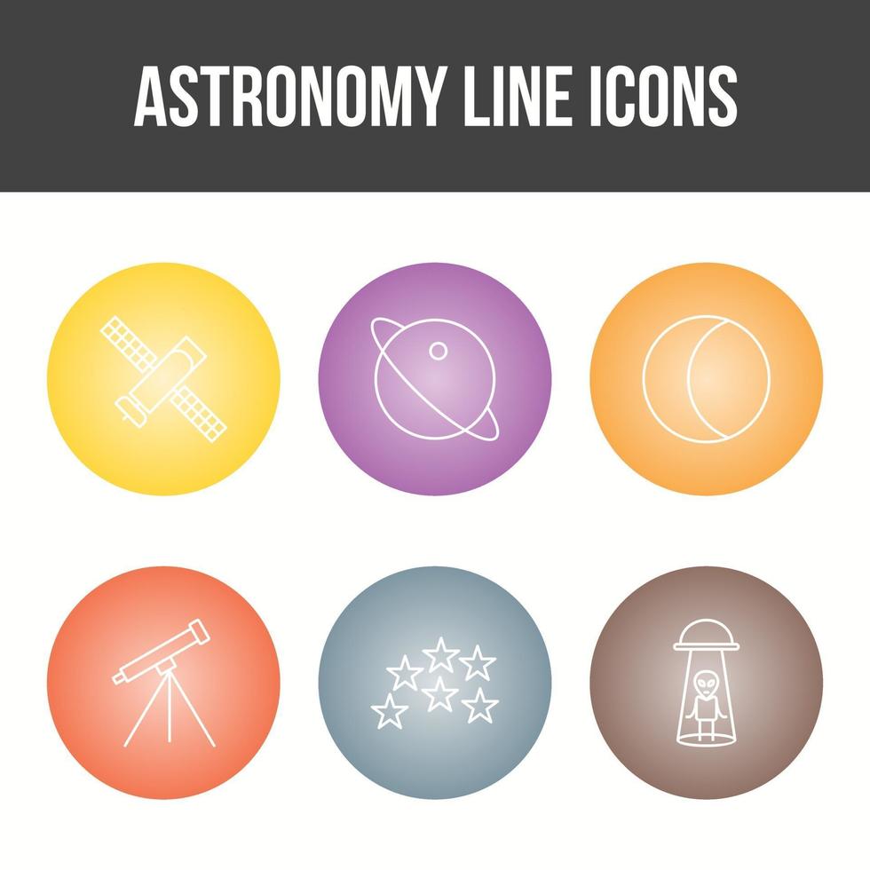 jeu d'icônes vectorielles ligne astronomie unique vecteur