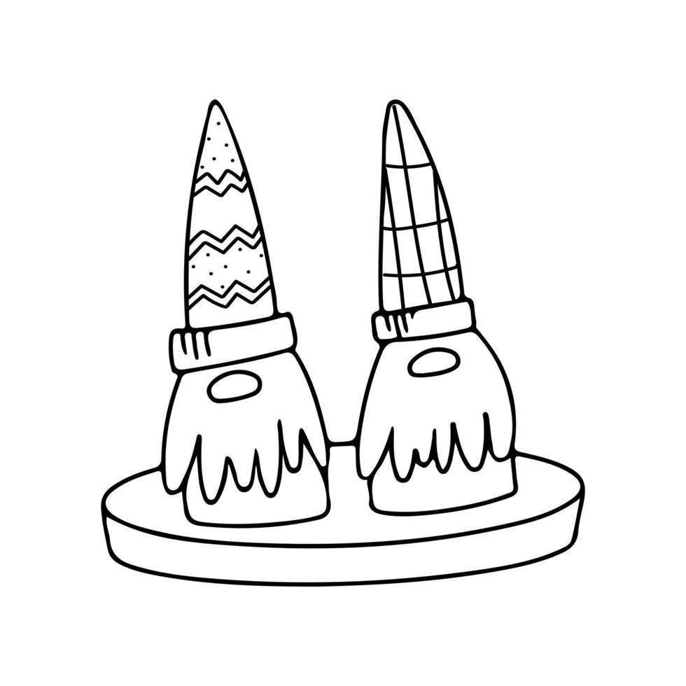paire de gnomes mignons dessinés à la main vecteur