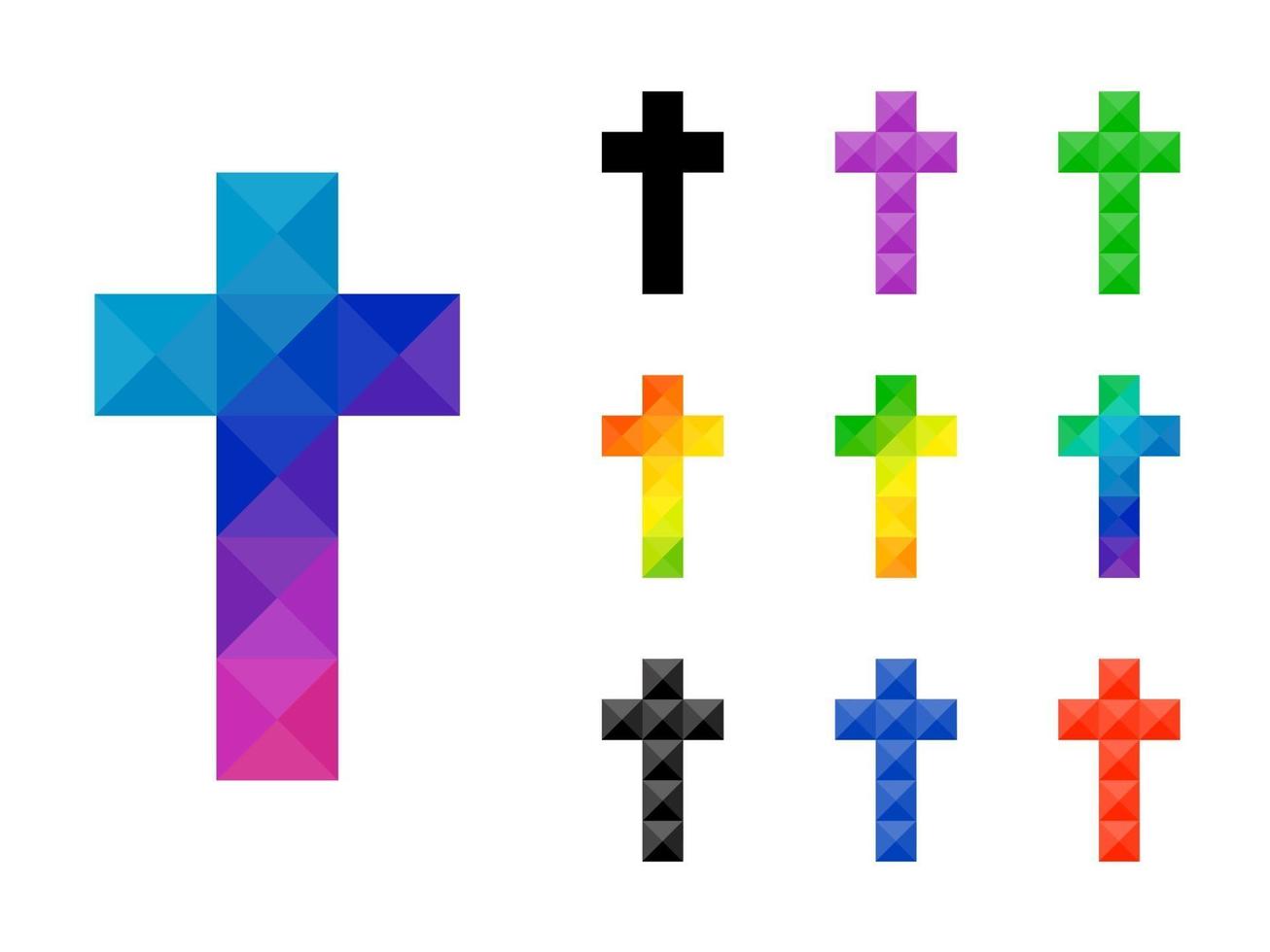 ensemble d'icône de croix de religion colorée vecteur
