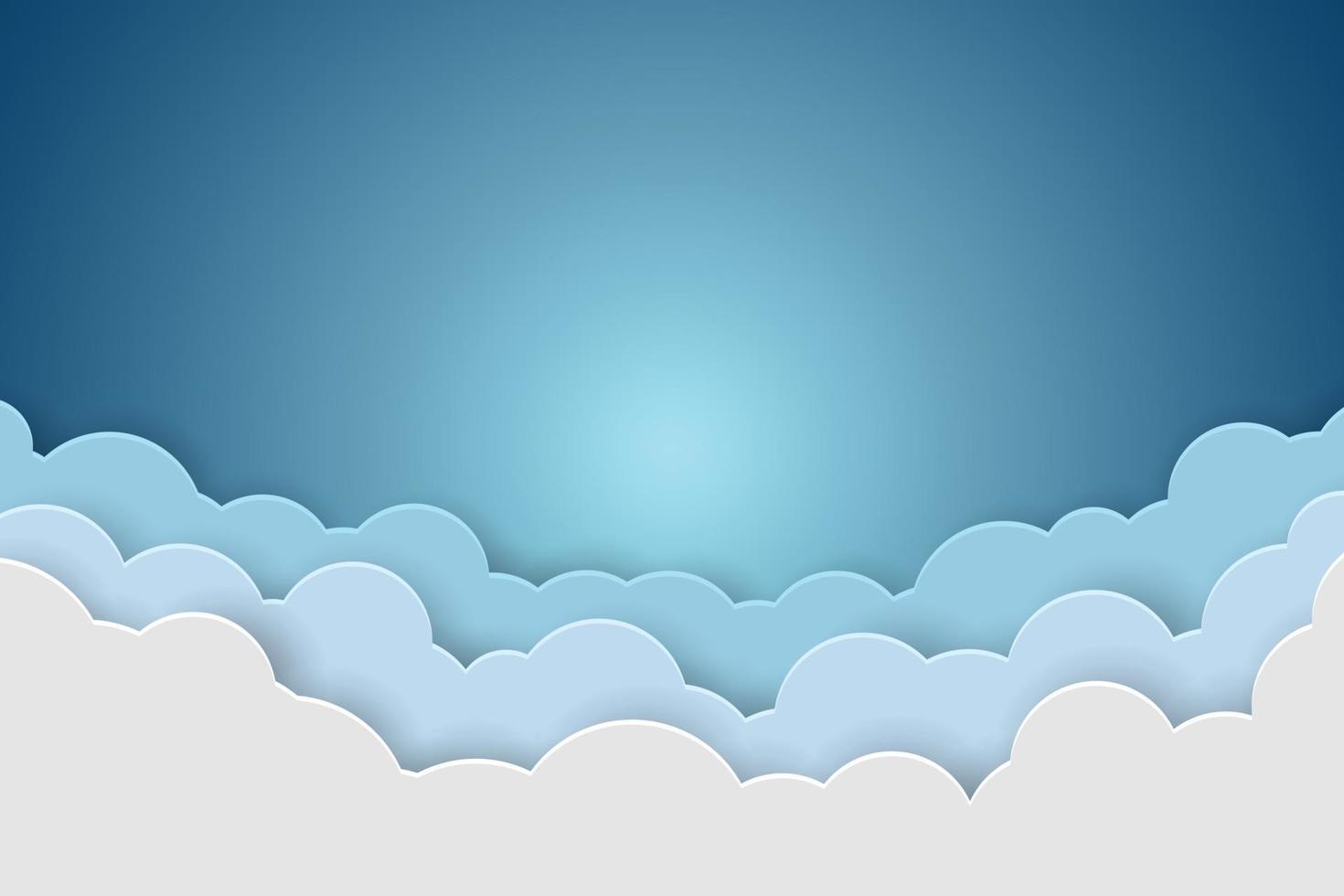 illustration de fond de papier ciel bleu et nuages vecteur