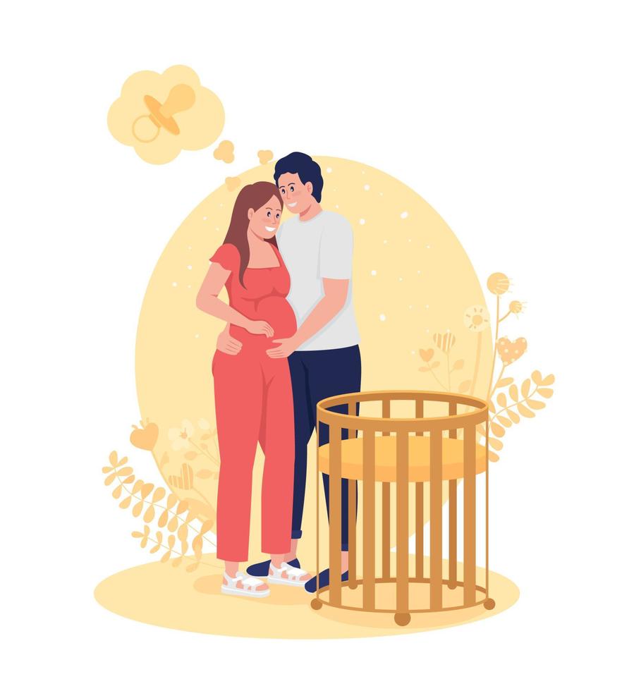 couple attend bébé 2d vector illustration isolé