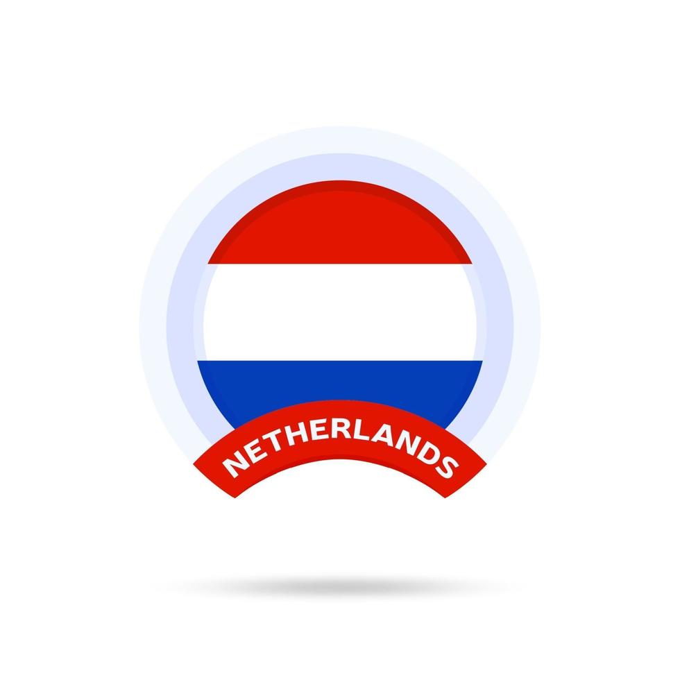 icône du bouton cercle du drapeau national des Pays-Bas. vecteur