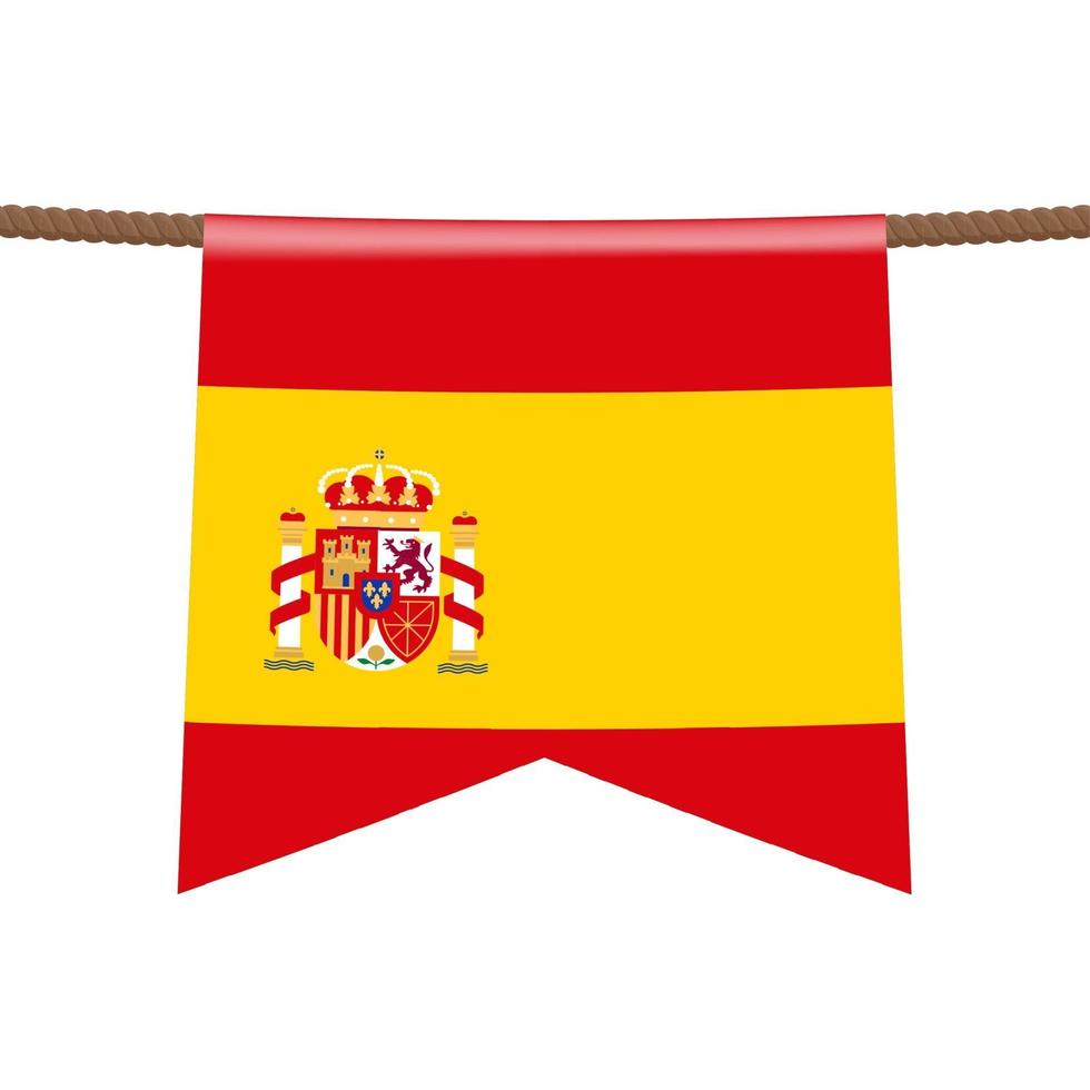 les drapeaux nationaux espagnols sont suspendus à la corde. vecteur