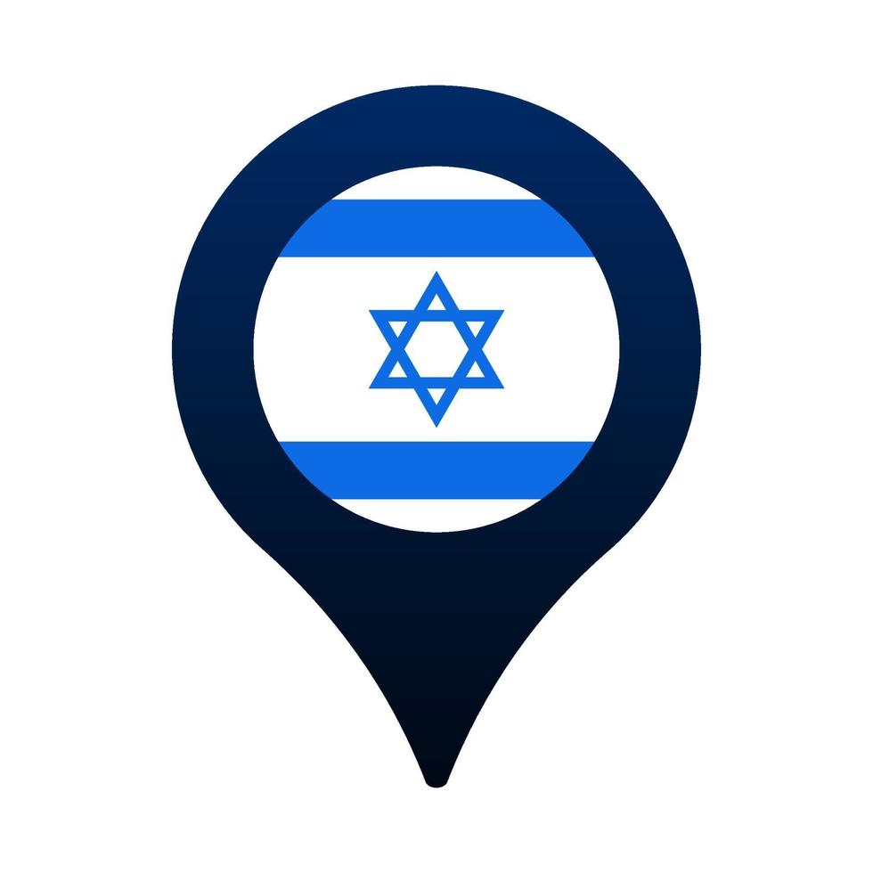 drapeau d'israël et icône de pointeur de carte vecteur