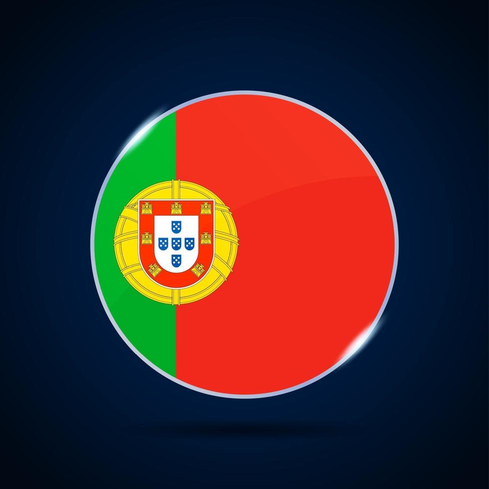 icône de bouton de cercle de drapeau national du Portugal vecteur