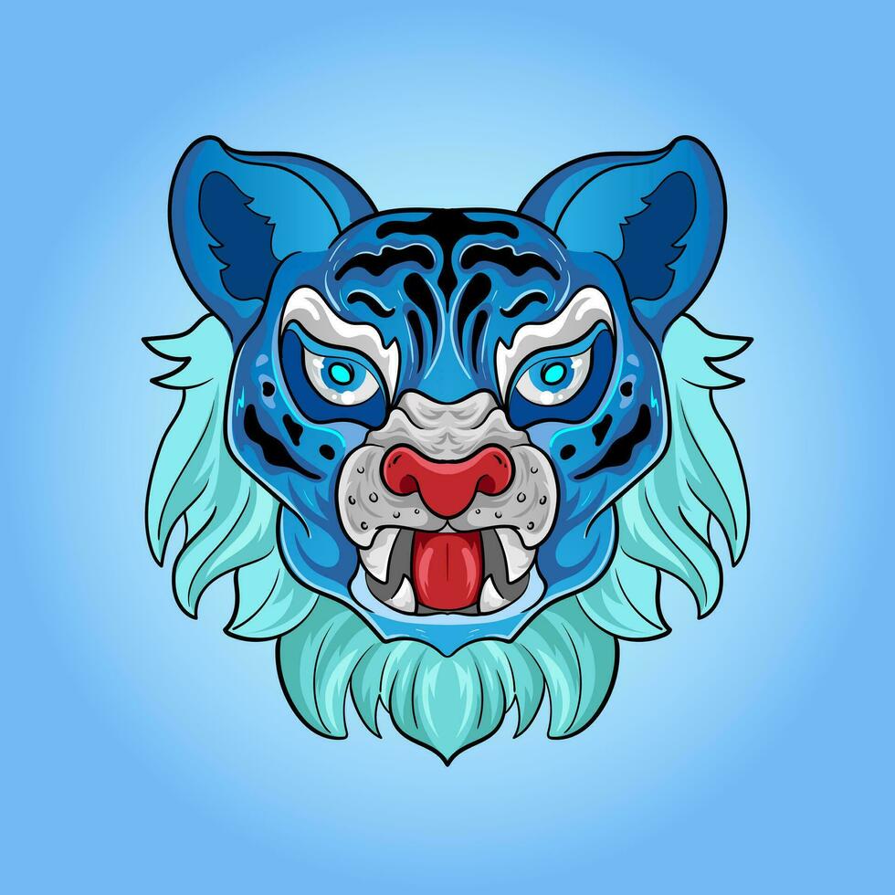 tigre têtes ensemble. vecteur dessin animé bande dessinée griffonnage illustration, mascotte, personnage, icône, logo de léopard animal visage.chinois année symbole. année de tigre. dessin animé mascotte. souriant adorable personnage.