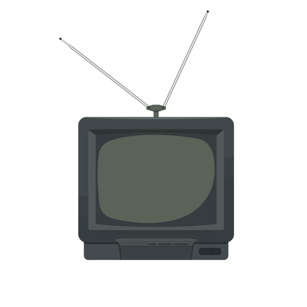 ancien la télé Années 90 illustration plat vecteur isolé sur blanc Contexte. élément pour histoire de la télé concept et monde télévision journée