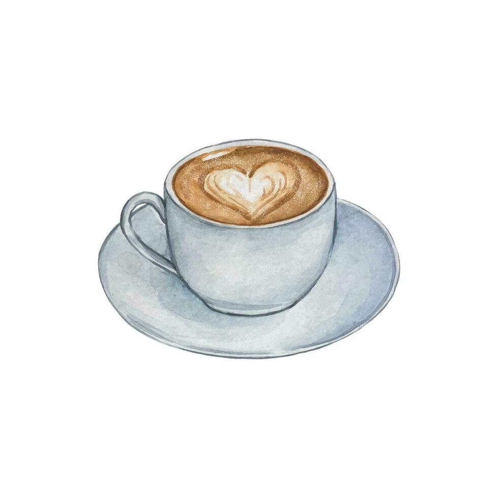 main tiré café tasse, aquarelle illustrati vecteur