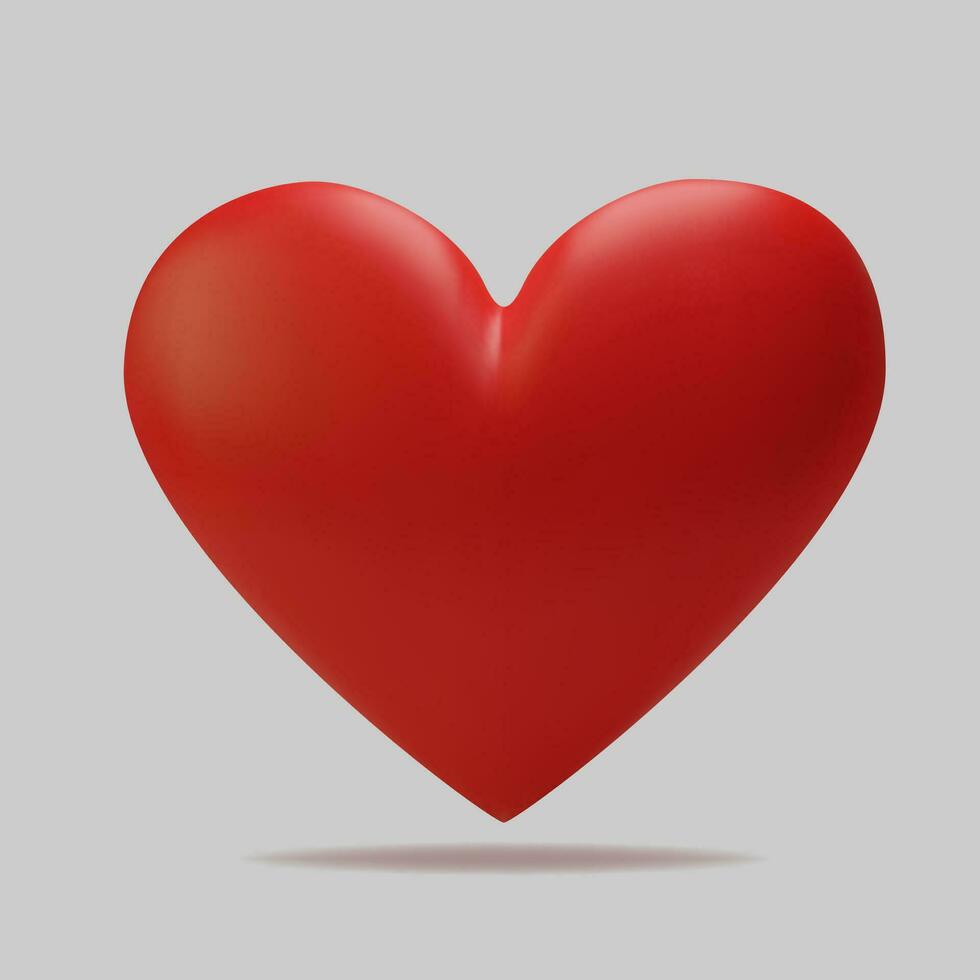 réaliste 3d rouge cœur. content valentines journée salutation carte. l'amour et mariage. graphique élément pour conception. vecteur illustration