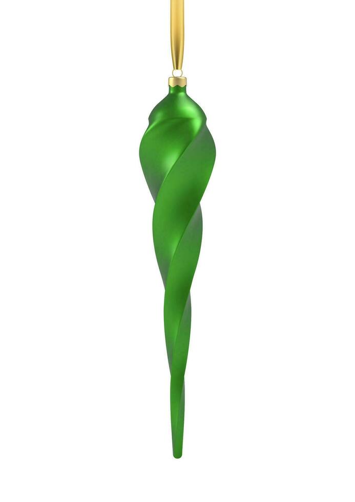 réaliste vert Noël arbre jouet dans le forme de une stalactite, spirale. 3d illustration objet pour Noël conception, maquette. vecteur isolé sur une blanc Contexte
