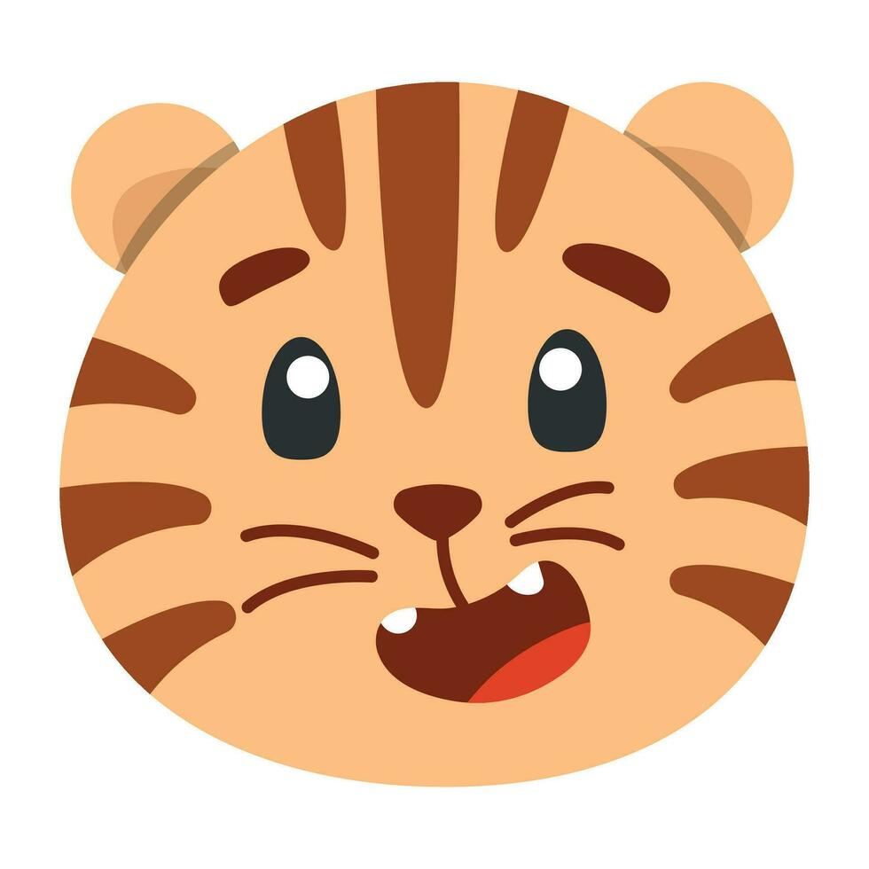 mignonne animal tigre icône, plat illustration pour votre conception plat style vecteur
