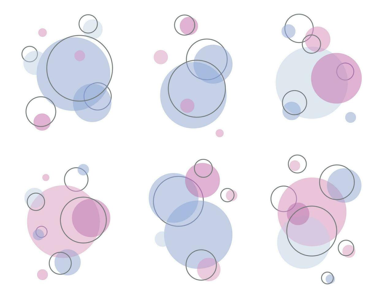 une ensemble de plat brillant savon bulles avec une doubler, volumétrique illustration, mignonne couleurs, plat conception. savon mousse, carbonaté boire, oxygène bulle pictogramme, vecteur illustration.