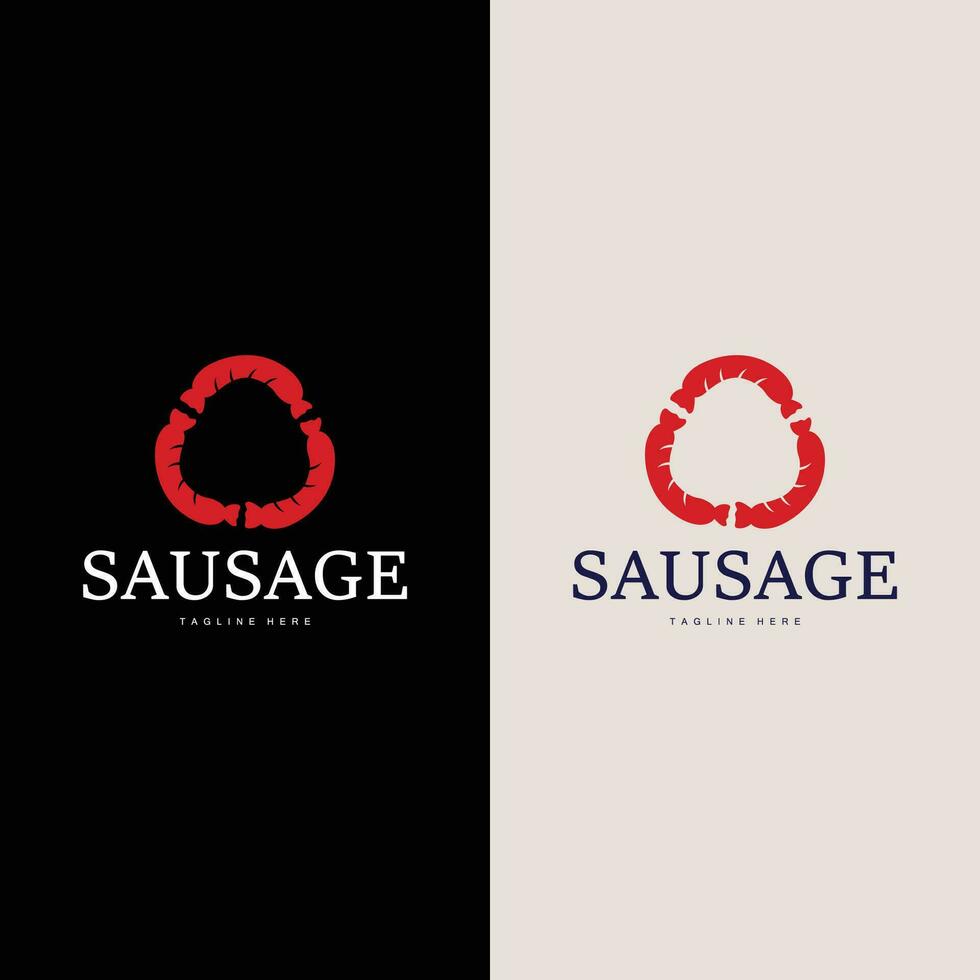 saucisse logo, Facile barbecue saucisse grillé Viande conception pour restaurant entreprise, vecteur illustration