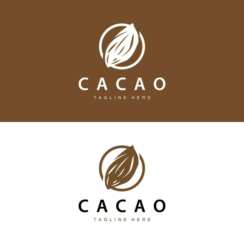 Chocolat haricot logo, Chocolat plante conception avec Facile la graine feuille et tige concept, pour affaires l'image de marque vecteur