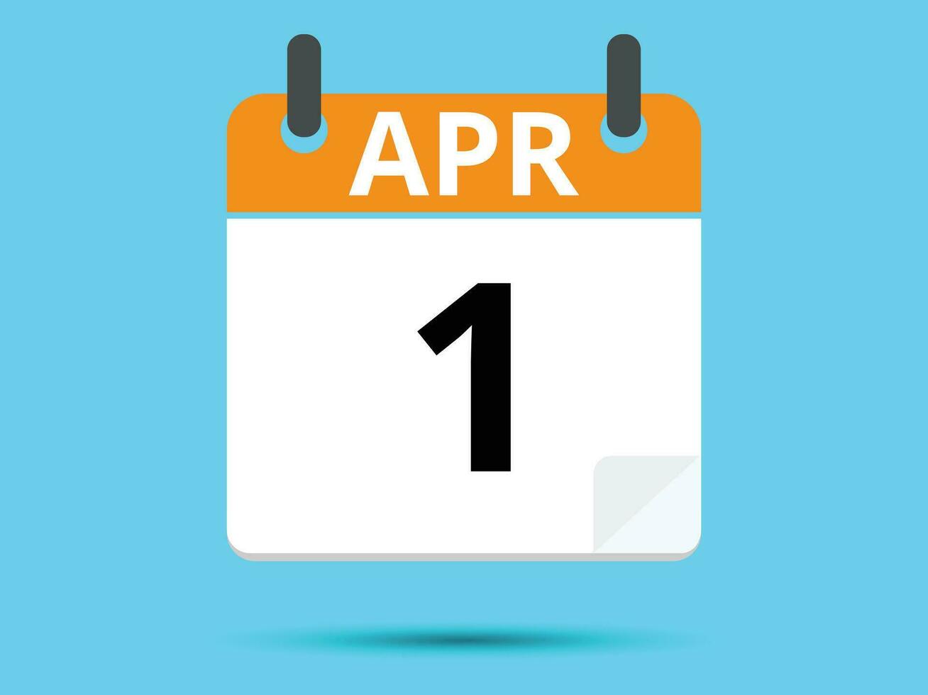 1 avril. plat icône calendrier isolé sur bleu Contexte. vecteur illustration.
