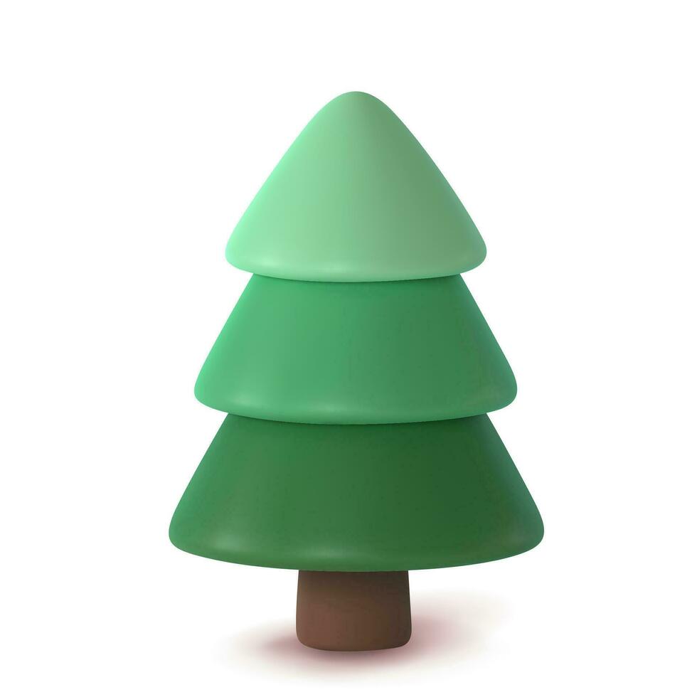 abstrait sapin arbre isolé sur une blanc Contexte. 3d le rendu vecteur illustration