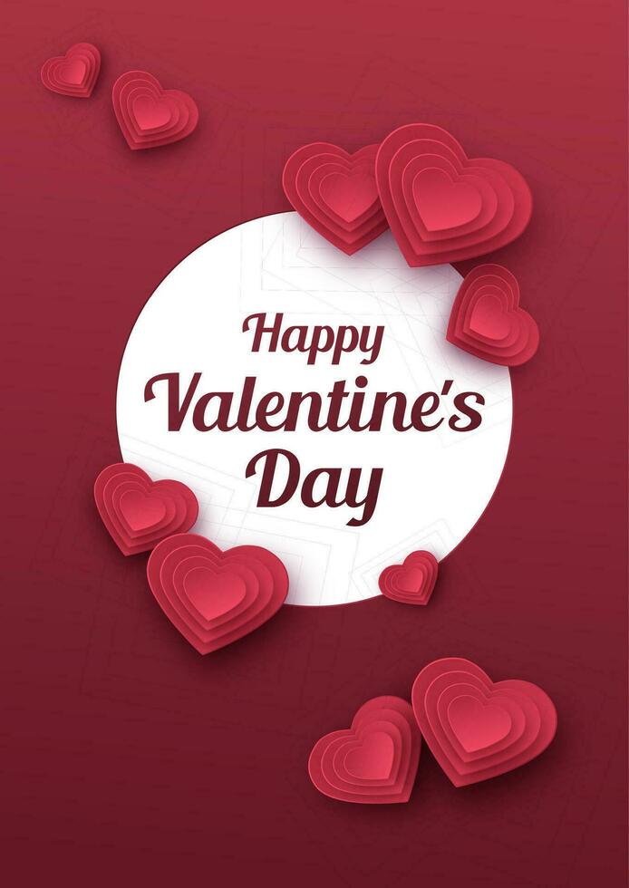 content valentines journée salutation carte. papier art, l'amour et mariage. rouge papier cœurs dans style de origami. vecteur illustration