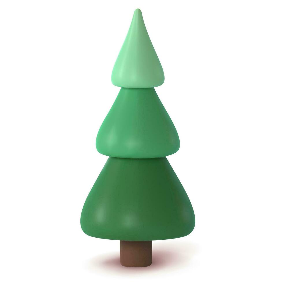 abstrait sapin arbre isolé sur une blanc Contexte. 3d le rendu vecteur illustration