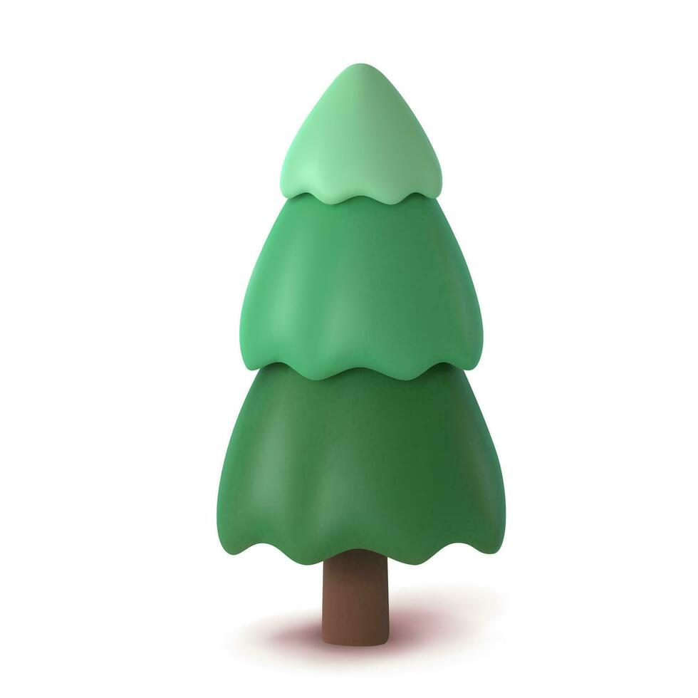 abstrait sapin arbre isolé sur une blanc Contexte. 3d le rendu vecteur illustration