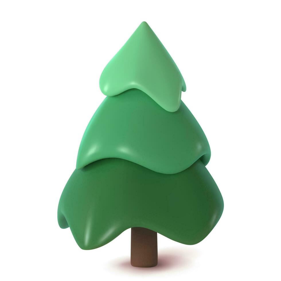 abstrait sapin arbre isolé sur une blanc Contexte. 3d le rendu vecteur illustration