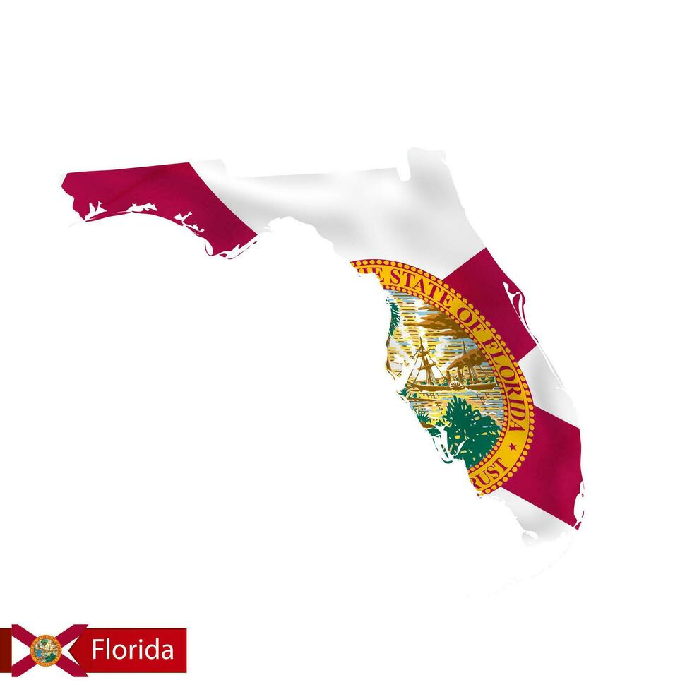 Floride Etat carte avec agitant drapeau de nous État. vecteur