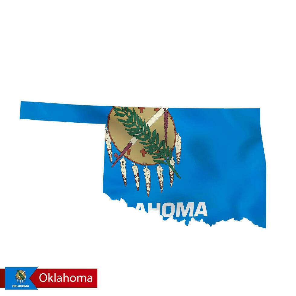 Oklahoma Etat carte avec agitant drapeau de nous État. vecteur