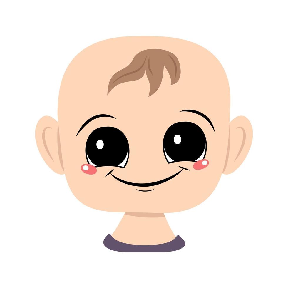avatar d'un enfant avec de grands yeux et un large sourire heureux vecteur